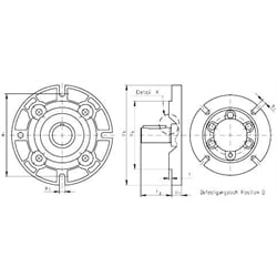 Abtriebsflansch für Stirnradgetriebemotor HR/I Getriebegröße 40/2 und 40/3 Durchmesser 200mm Gesamthöhe 14,5m, Technische Zeichnung