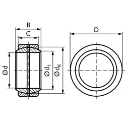Radial-Gelenklager DIN ISO 12240-1-E Reihe GE..DO Bohrung 8mm Außendurchmesser 16mm == Vor Inbetriebnahme ist eine Erstschmierung erforderlich ==, Technische Zeichnung