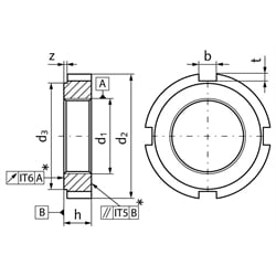 Nutmutter DIN 1804 Form H M35x1,5 gehärtet und Planflächen geschliffen , Technische Zeichnung