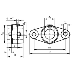 Flanschlager DIN 502 Form B ohne Buchse Bohrung 40mm D7, Technische Zeichnung