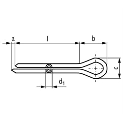Splint DIN EN ISO 1234 (ex DIN 94) 2 x 10 verzinkt, Technische Zeichnung
