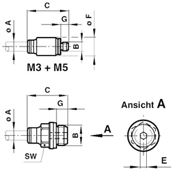 Gerade Einschraubverbindung mit O-Ring Gewinde G1/2A Rohr-Außendurchmesser 14mm , Technische Zeichnung