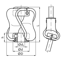 Elastische Kupplung PU beidseitig Bohrung 12mm Naben aus 1.4305 , Technische Zeichnung