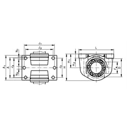 Präzisions-Gehäuse KG ISO-Reihe 3 Gehäuse-Bohrung 26mm geschlossen für Linearlager für Wellen-Ø 16mm, Technische Zeichnung