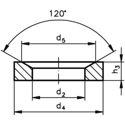 Kegelpfanne DIN 6319 Form D Innen-Ø 7,1mm Außen-Ø 12mm für Bolzen- Ø 6mm Stahl gehärtet, Technische Zeichnung