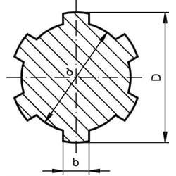 Keilwelle ähnlich DIN ISO 14 Profil KW 18x22 x ca. 6000mm lang Stahl C45, Technische Zeichnung