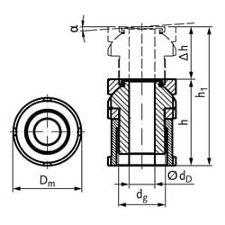 Kugelverstellschraube mit Kontermutter MN 686.9 40-17,5 rostfrei 1.4301, Technische Zeichnung