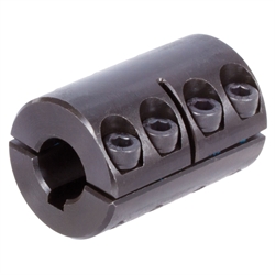 Geteilte Schalenkupplung MAT beidseitig Bohrung 19mm mit Nut Stahl C45 brüniert mit Schrauben DIN 912-12.9 , Produktphoto