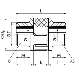 Kupplungsnabe RNT Größe 65 Ausführung AS für Taper-Spannbuchse 2012, Technische Zeichnung