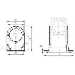 Fußbefestigungssatz für Schneckengetriebemotor HMD/I Getriebegröße 030 Breite 78mm Gesamthöhe 94mm, Technische Zeichnung