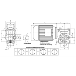 Schneckengetriebemotor HMD/II Grundausführung Getriebegröße 045 n2=50 /min 0,25kW 230/400V 50Hz IE2 Abtrieb Hohlwelle (Betriebsanleitung im Internet unter www.maedler.de im Bereich Downloads), Technische Zeichnung