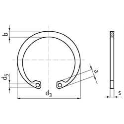 Sicherungsring DIN 472 75mm Federstahl, Technische Zeichnung