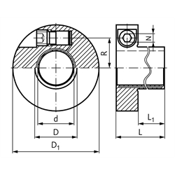 Spannbuchse E Bohrung 19,05mm , Technische Zeichnung
