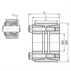 Spannsatz COM-L Bohrung 70mm Größe 70-110 QPQ-beschichtet, Technische Zeichnung