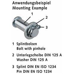 Splintbolzen - Bolzen mit Splintloch, Edelstahl, Technische Zeichnung