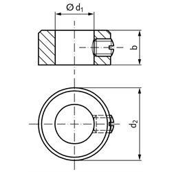 Stellring DIN 705 A Bohrung 36mm Edelstahl 1.4305 Gewindestift mit Schlitz nach DIN EN 27434 (alte DIN 553), Technische Zeichnung