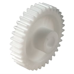 Stirnzahnrad aus Polyacetal gespritzt mit Nabe Modul 2,5 20 Zähne Zahnbreite 17mm Außendurchmesser 55mm, Produktphoto