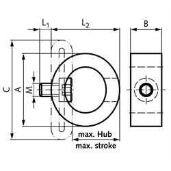 Strukturdämpfer TR 37-22 Durchmesser 36mm Gewinde M5 , Technische Zeichnung