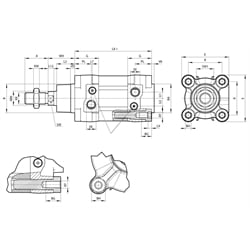 Doppeltwirkender Normzylinder nach ISO 15552 Zylinderdurchmesser 63mm Hub 50mm Druck max. 12 bar 
, Technische Zeichnung