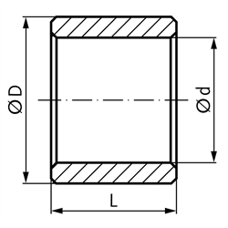 Zylinderbuchse geschlitzte Ausführung 12 x 14 x 20 mm , Technische Zeichnung