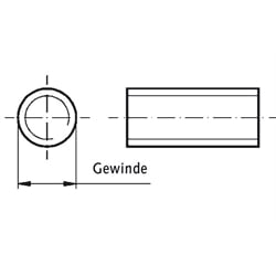 Trapezgewindespindel DIN 103 Tr.44 x 7 x 1500mm lang eingängig links Material C15 gerollt , Technische Zeichnung