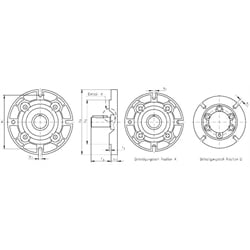 Abtriebsflansch für Stirnradgetriebemotor HR/I Getriebegröße 20/2 und 30/2 Durchmesser 200mm Gesamthöhe 15mm, Technische Zeichnung