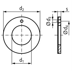 Anlaufscheibe wartungsfrei Innendurchmesser 26mm Außendurchmesser 44mm Breite 1,5mm für Wellendurchmesser 24mm, Technische Zeichnung
