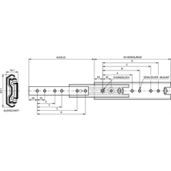 Auszugschienensatz DZ 5321 SC Schienenlänge 450mm hell verzinkt, Technische Zeichnung