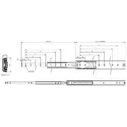 Auszugschienen DZ 5417, Breite 17,5 mm, bis 100 kg, Überauszug, Technische Zeichnung
