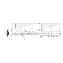 Auszugschienensatz DZ 7957 Schienenlänge 508,0mm hell verzinkt, Technische Zeichnung
