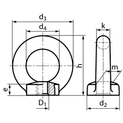 Ringmutter DIN 582 M30 Stahl C15E galvanisch verzinkt === Benutzerinformation: www.maedler.de im Bereich Downloads ===, Technische Zeichnung