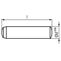 Zylinderstift DIN 6325 Stahl gehärtet Durchmesser 16m6 Länge 100mm, Technische Zeichnung