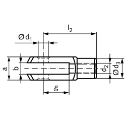 Gabelkopf DIN 71752 Größe 16 x 32 Rechtsgewinde Stahl verzinkt , Technische Zeichnung