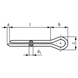 Splint DIN EN ISO 1234 (ex DIN 94) 4 x 20 verzinkt, Technische Zeichnung