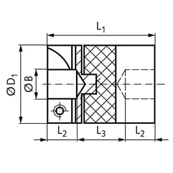 Drehstarre Kupplungen HF mit Sackloch, mit Klemmnaben, Technische Zeichnung