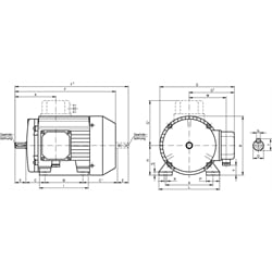 Drehstrom-Normmotor SM/I 230/400V 50Hz 2,2kW ca. 1450 /min. Baugröße 100 L Bauform B3 Effizienzklasse IE3 (Betriebsanleitung im Internet unter www.maedler.de im Bereich Downloads), Technische Zeichnung