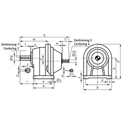 Stirnradgetriebe BT1 Größe 3 i=4,01 Bauform B3 (Betriebsanleitung im Internet unter www.maedler.de im Bereich Downloads), Technische Zeichnung