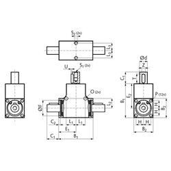 Miniatur-Kegelradgetriebe KEK Ausführung B, bis 10 Nm, Technische Zeichnung