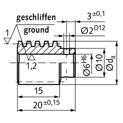 Präzisions-Schnecke Achsabstand 17mm i=4,5 , Technische Zeichnung