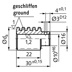 Präzisions-Schnecke Achsabstand 25mm i=25 , Technische Zeichnung