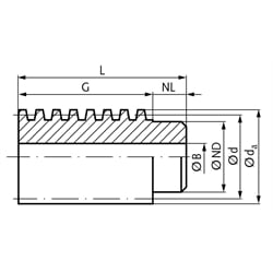 Schnecke aus 11SMn30+C Modul 1,5 1-gängig rechts, Technische Zeichnung