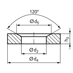 Kegelpfanne DIN 6319 Form G Innen-Ø 28mm Außen-Ø 60mm für Bolzen- Ø 24mm Stahl gehärtet, Technische Zeichnung