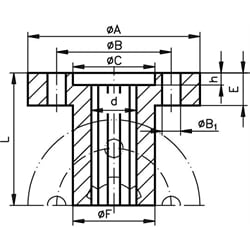 Keilnabe mit Flansch DIN ISO 14 KN 13x16 Länge 40mm Stahl C45Pb, Technische Zeichnung