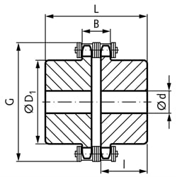 Kettenkupplung 16 B-2 1"x17,02mm 18 Zähne Nenndrehmoment 1480 Nm, Technische Zeichnung