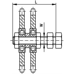 Zweifach-Kettenradsatz 12 B-2 3/4"x7/16" Z=15, Technische Zeichnung