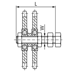 Kettenradsätze für Kettenspanner zweifach, rostfrei, Technische Zeichnung