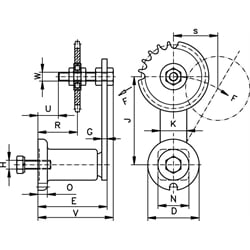Kettenspanner für Einfach-Rollenketten, Technische Zeichnung