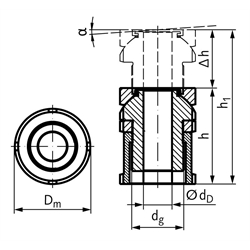 Kugelverstellschraube mit Kontermutter MN 686.9 20-9,0 rostfrei 1.4301, Technische Zeichnung