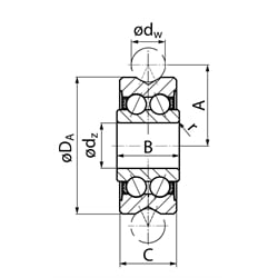 Profillaufrollen LFR-2Z mit Deckscheiben, Technische Zeichnung