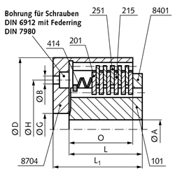Rutschkupplung PD Drehmoment einstellbar bis 126 Nm Außendurchmesser 100mm Vorbohrung 25mm max. Bohrung 42mm, Technische Zeichnung